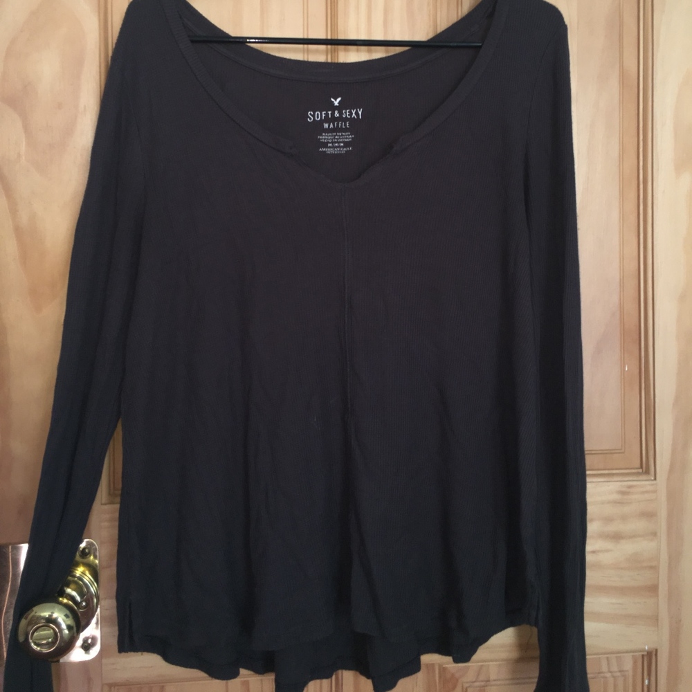 Gray Waffle Knit Top
